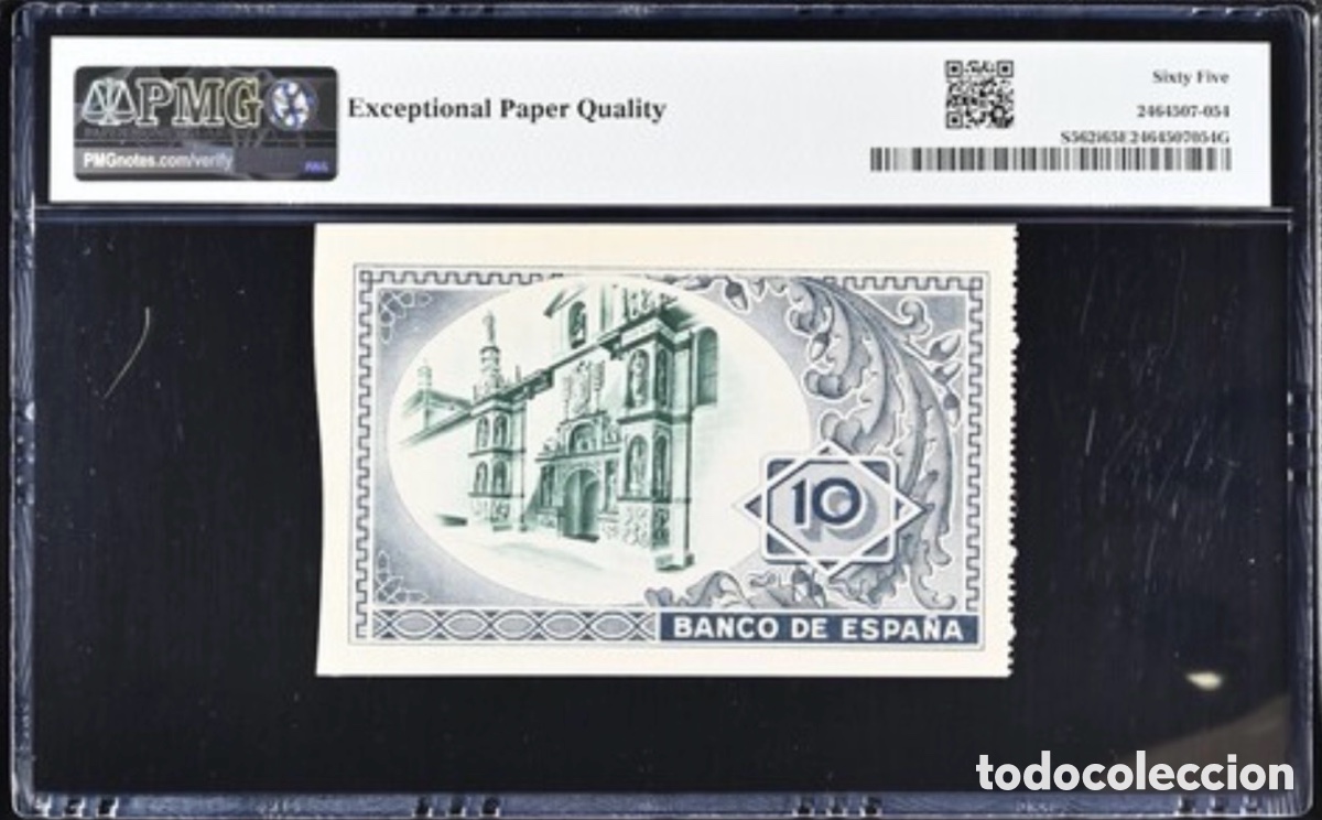 Billetes espa&ntilde;oles: Billete 10 Pesetas 1937 PMG 64 EPQ