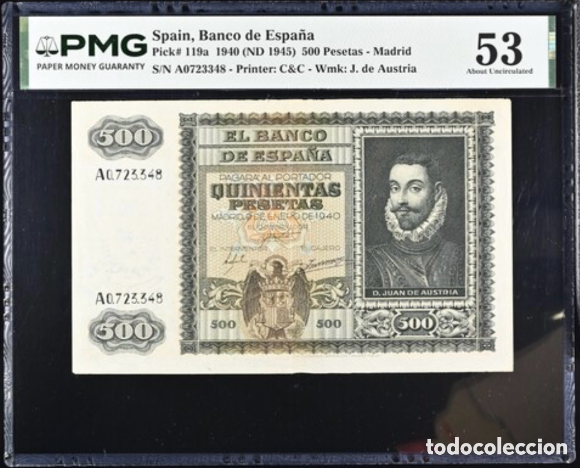Billetes espa&ntilde;oles: Billete 500 Pesetas 1940 PMG 53