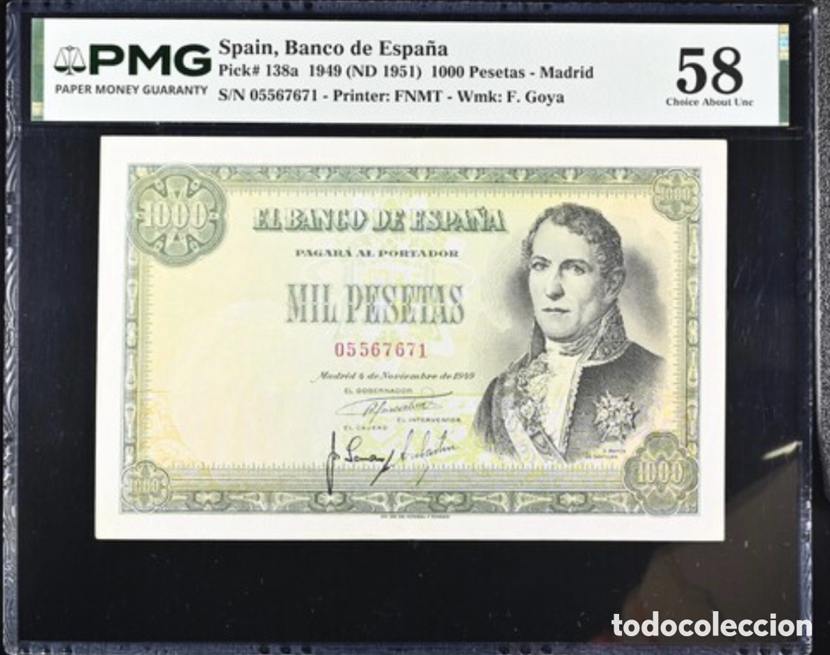 Billetes espa&ntilde;oles: Billete 1000 Pesetas 1949 PMG 58