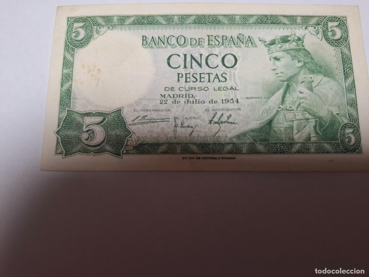 Billetes espa&ntilde;oles: Billete de CINCO PESETAS del 22 de Julio de 1954 BANCO DE ESPA&Ntilde;A con serie S, en EBC