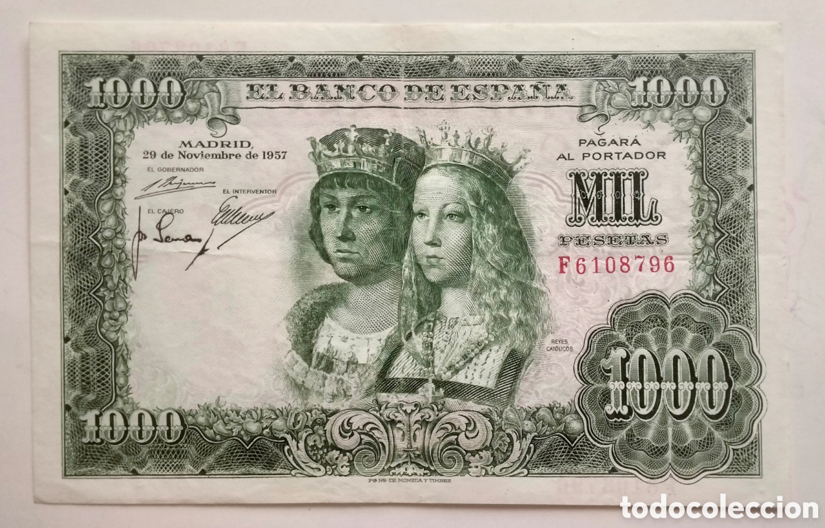 Billetes espa&ntilde;oles: 1.000 pts Reyes Catolicos 1957