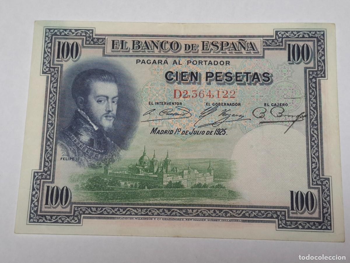 Billetes espa&ntilde;oles: Billete de CIEN PESETAS del 1 de Julio de 1925 BANCO DE ESPA&Ntilde;A con serie D, en EBC