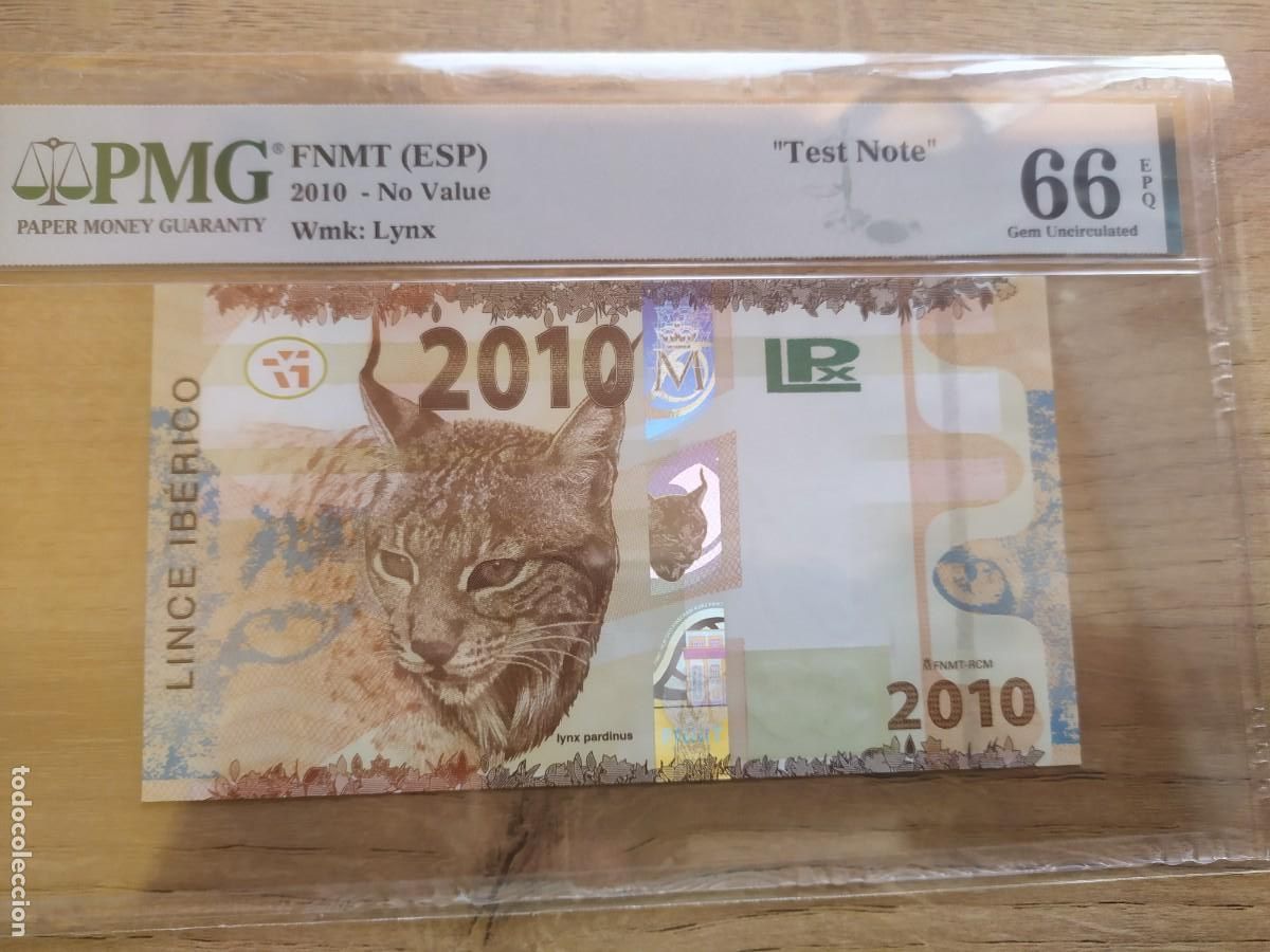 Billetes espa&ntilde;oles: TEST NOTE 2010. LINCE. PMG 66 EPQ. ESPA&Ntilde;A.
