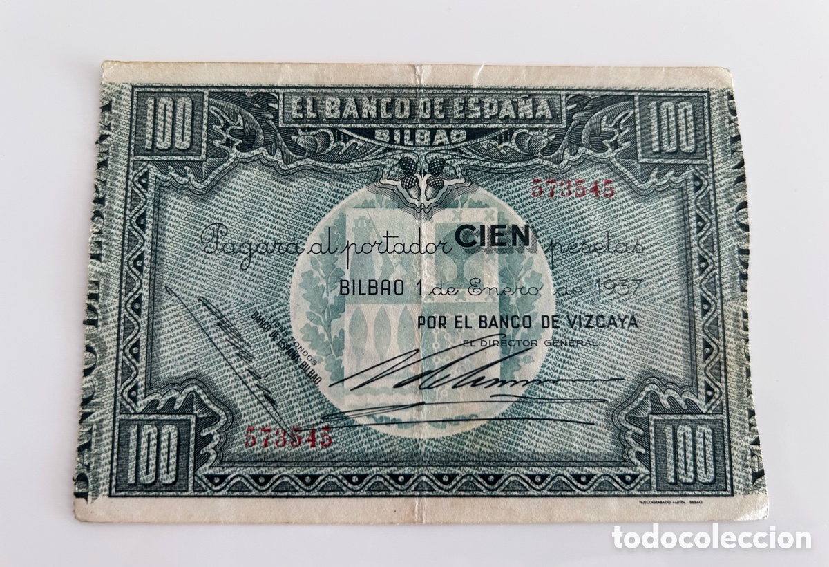 Billetes espa&ntilde;oles: BILLETE DE CIEN 100 PESETAS. 1937. SIN SERIE. BILBAO. BANCO DE ESPA&Ntilde;A