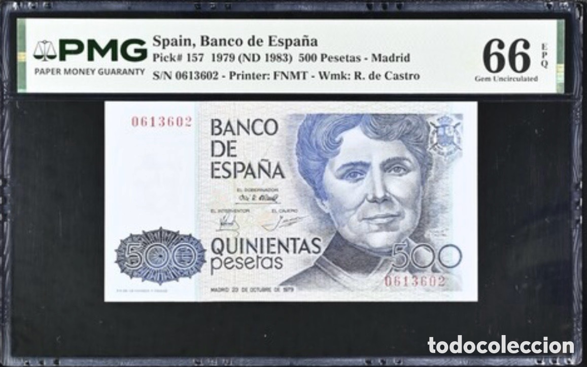 Billetes espa&ntilde;oles: Billete 500 Pesetas 1979 PMG 66 Sin Serie