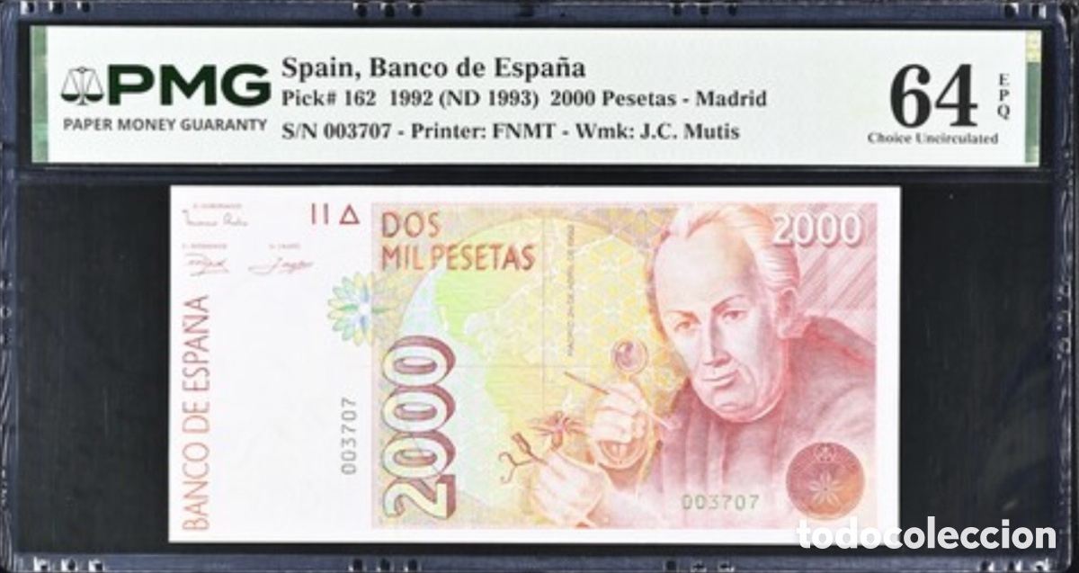 Billetes espa&ntilde;oles: Billete 2000 Pesetas 1992 PMG 64 EPQ Sin Serie
