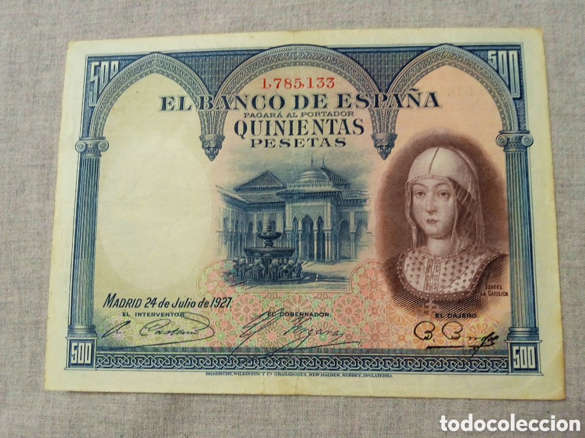 Billetes espa&ntilde;oles: BARATAS 500 PESETAS A&Ntilde;O 1927 ISABEL LA CAT&Oacute;LICA. N&ordm;1785133