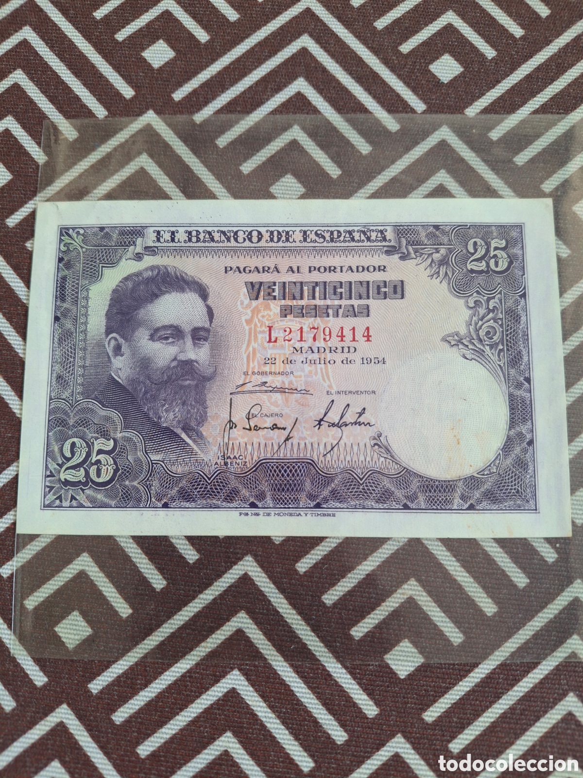Billetes espa&ntilde;oles: Billete de 25 pesetas 1954