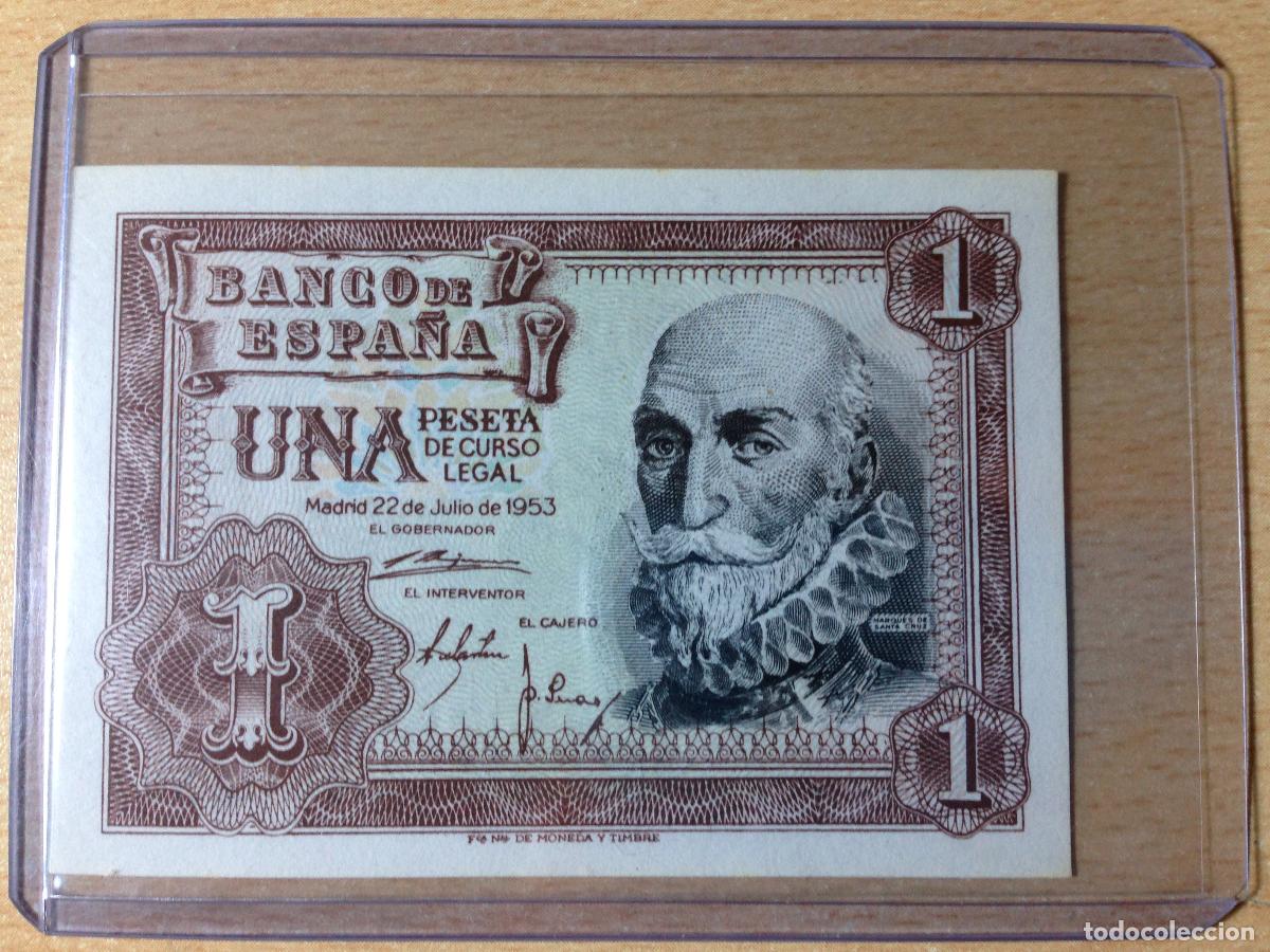 Billetes espa&ntilde;oles: 1953 - Billete 1 Peseta - Marques de Santa Cruz