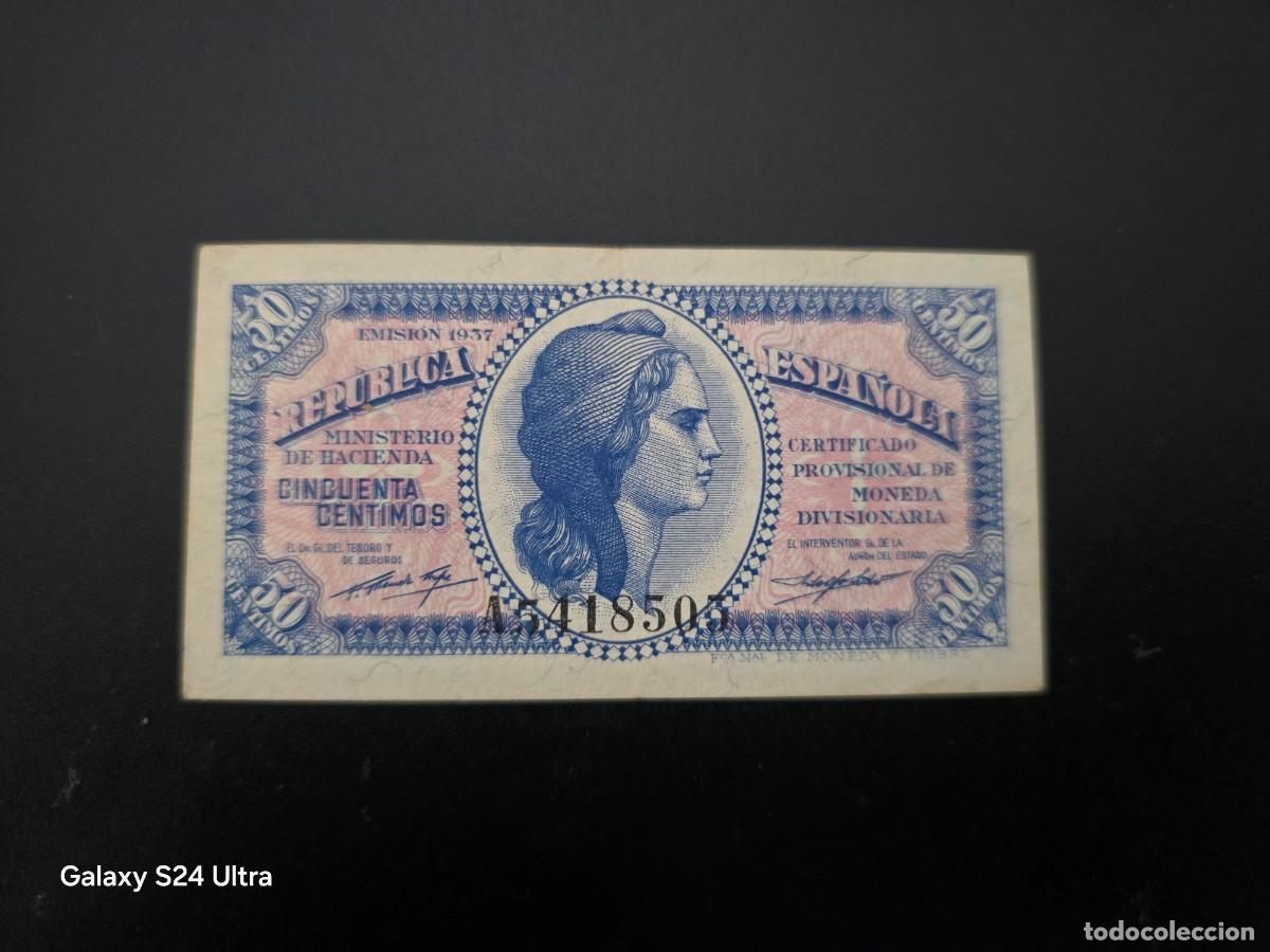 Billetes espa&ntilde;oles: 50 C&Eacute;NTIMOS DE 1937.....SERIE A....MUY BONITO.......ES EL DE LAS FOTOS