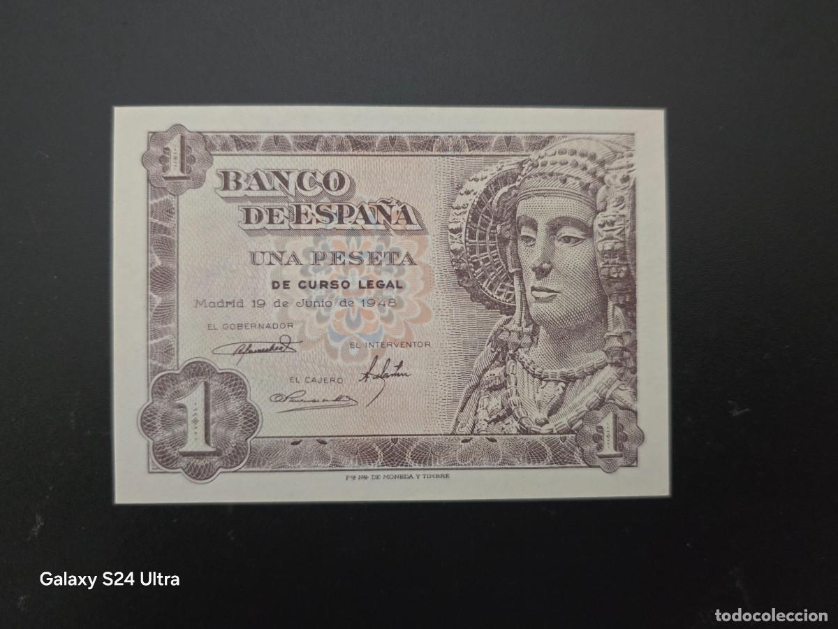 Billetes espa&ntilde;oles: 1 PESETA DE 1948.....ESCASA Y RARA SERIE &Ntilde;....N&deg; BAJO...SIN CIRCULAR-....ES EL DE LAS FOTOS