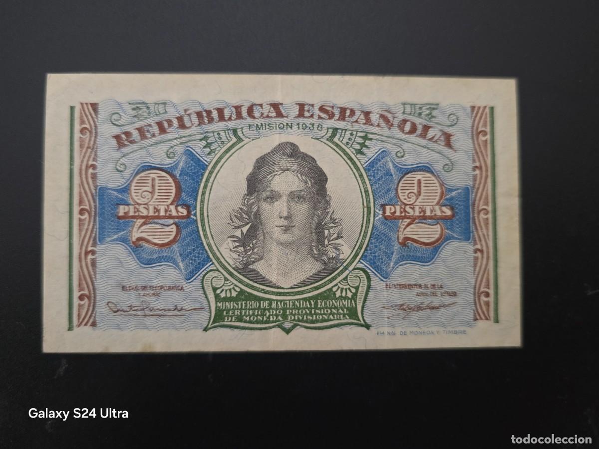 Billetes espa&ntilde;oles: 2 PESETAS DE 1938.....SERIE A.....REPUBLICA....MUY BONITO....ES EL DE LAS FOTOS
