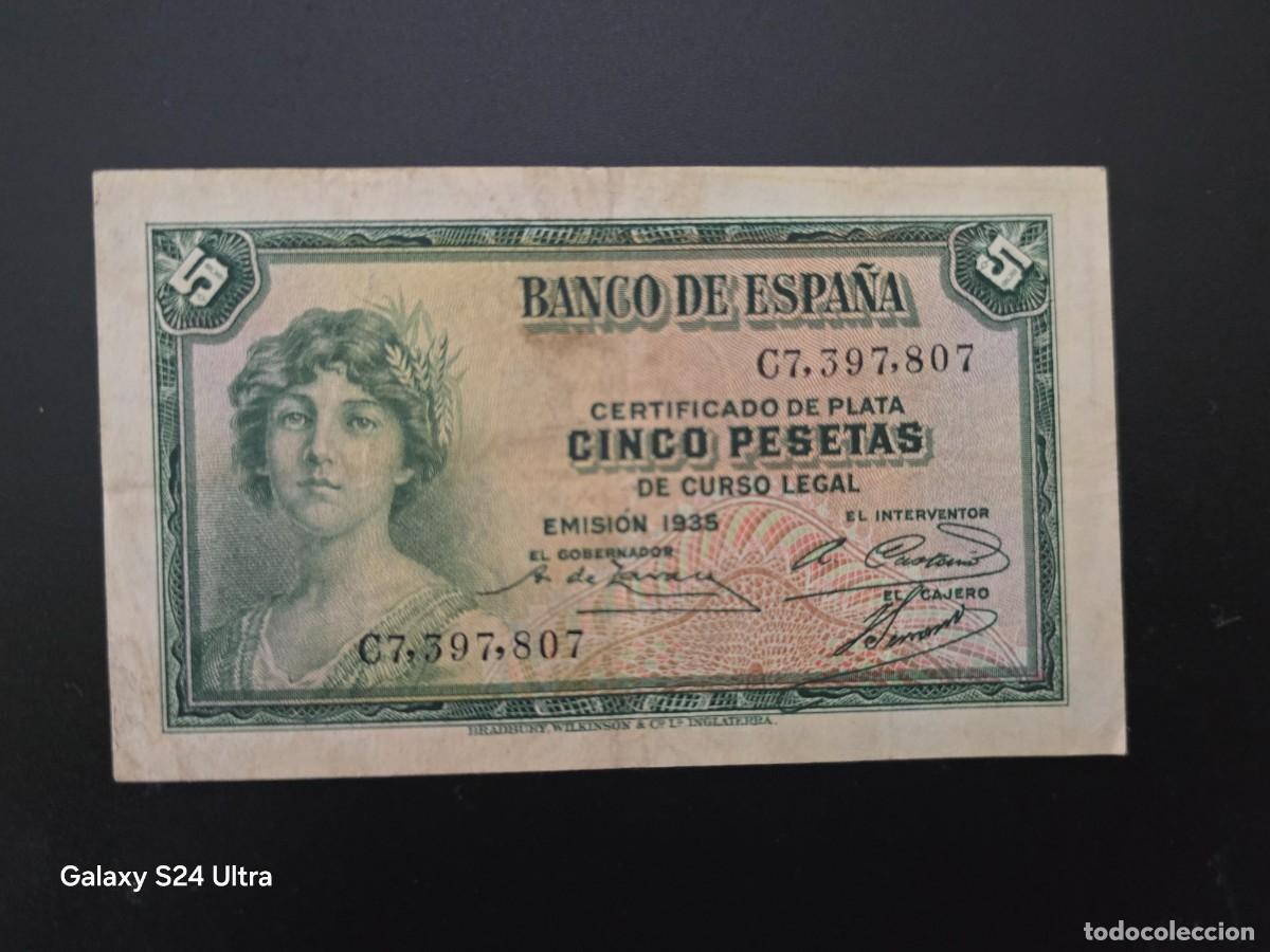 Billetes espa&ntilde;oles: 5 PESETAS DE 1935.....SERIE C....BONITO....ES EL DE LAS FOTOS