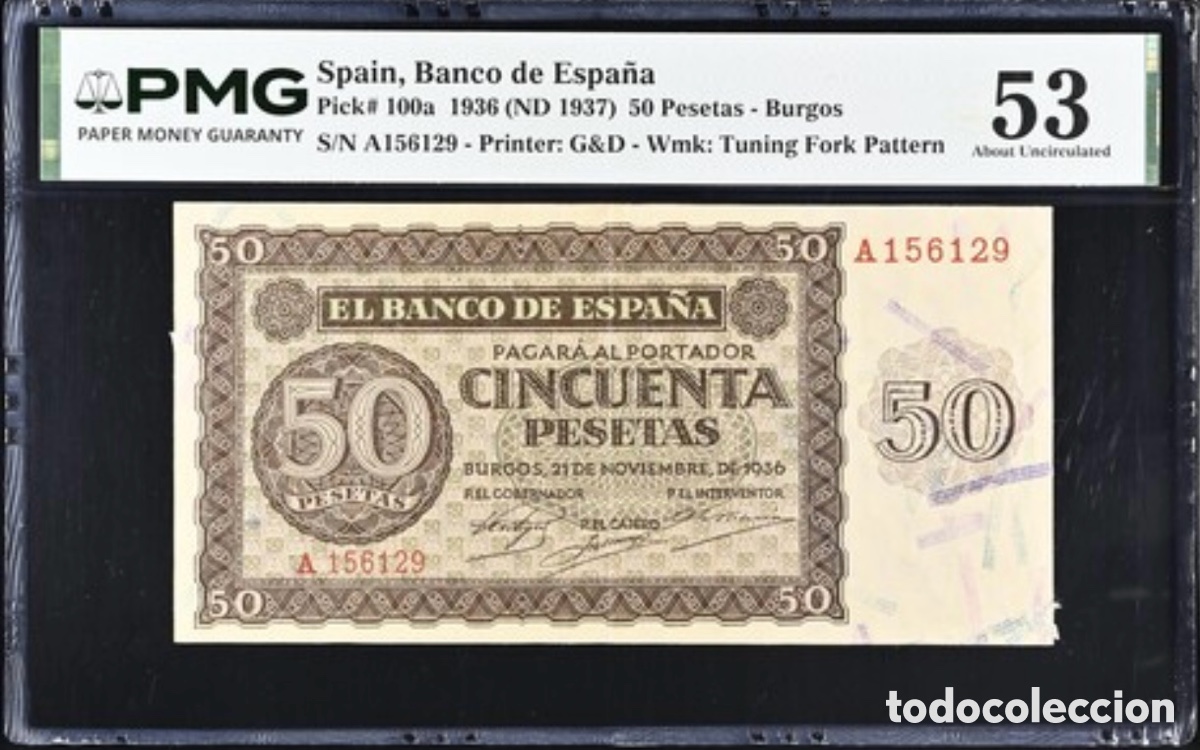 Billetes espa&ntilde;oles: Billete 50 Pesetas 1936 PMG 53 Serie A