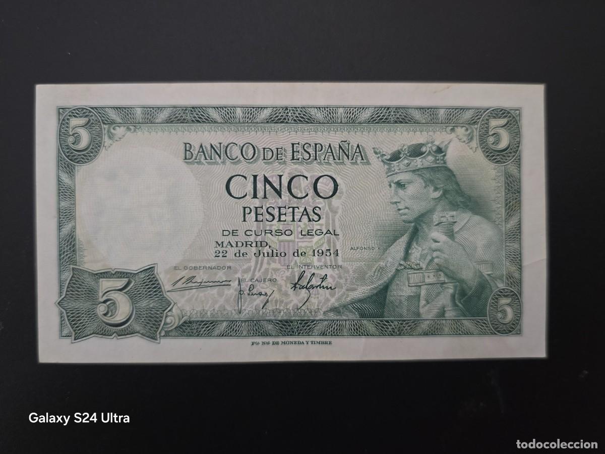 Billetes espa&ntilde;oles: 5 PESETAS DE 1954.....OJO SIN SERIE ....PRECIOSO ....ES EL DE LAS FOTOS