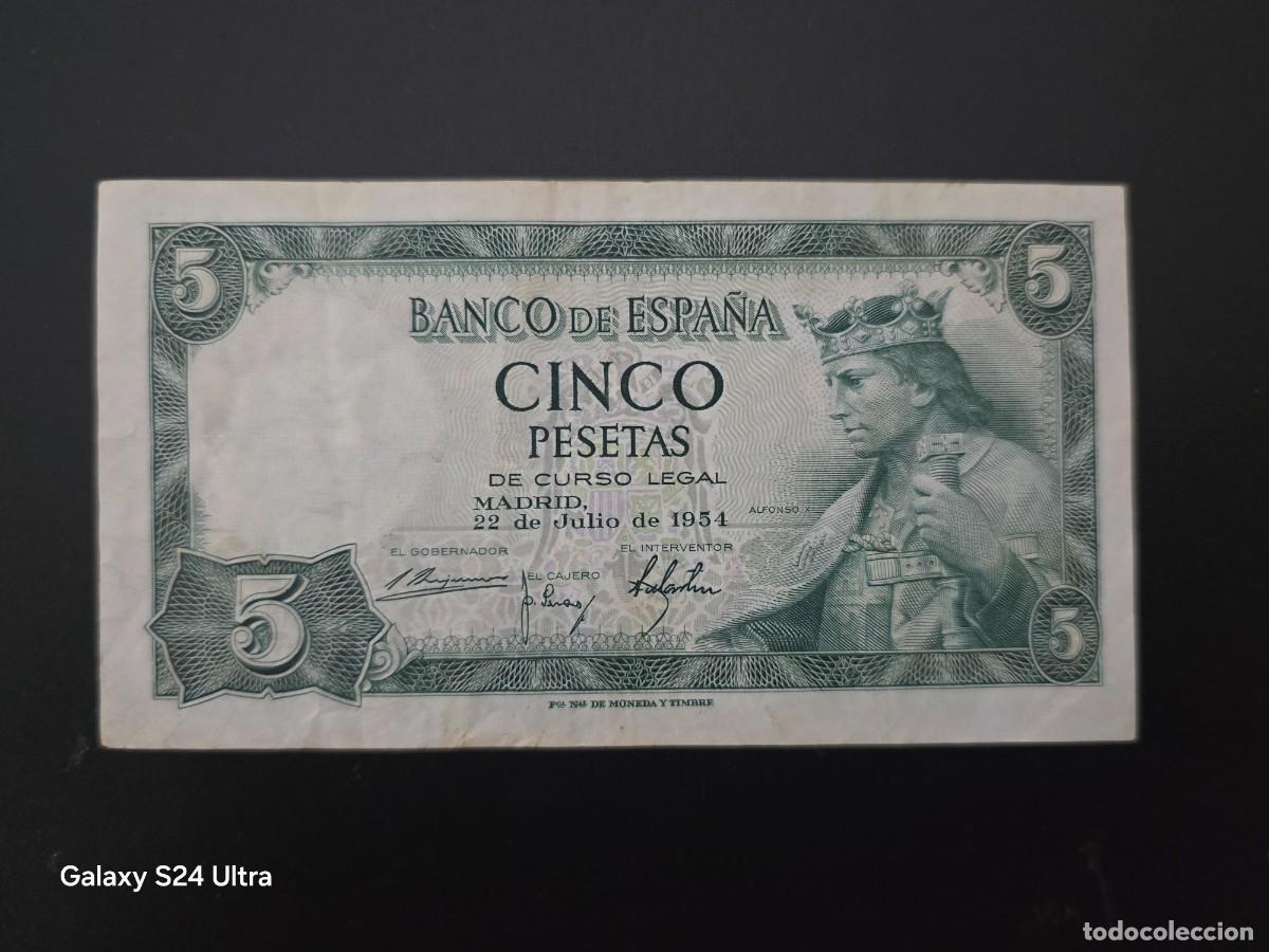 Billetes espa&ntilde;oles: 5 PESETAS DE 1954..... SERIE D ....PRECIOSO ....ES EL DE LAS FOTOS