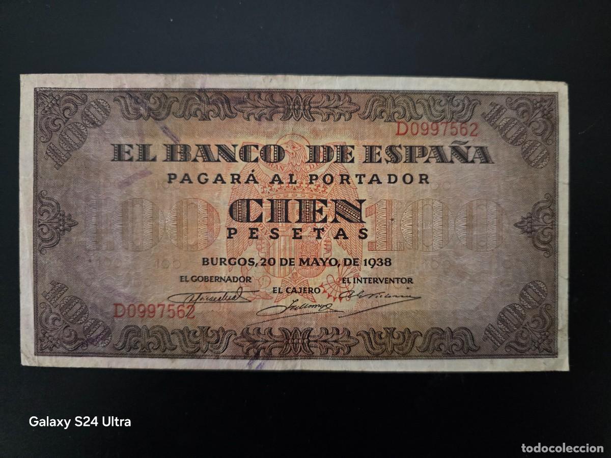 Billetes espa&ntilde;oles: 100 PESETAS DE 1938.... SERIE D.....PRECIOSO Y MUY ESCASO EN ESTE ESTADO......ES EL DE LAS FOTOS
