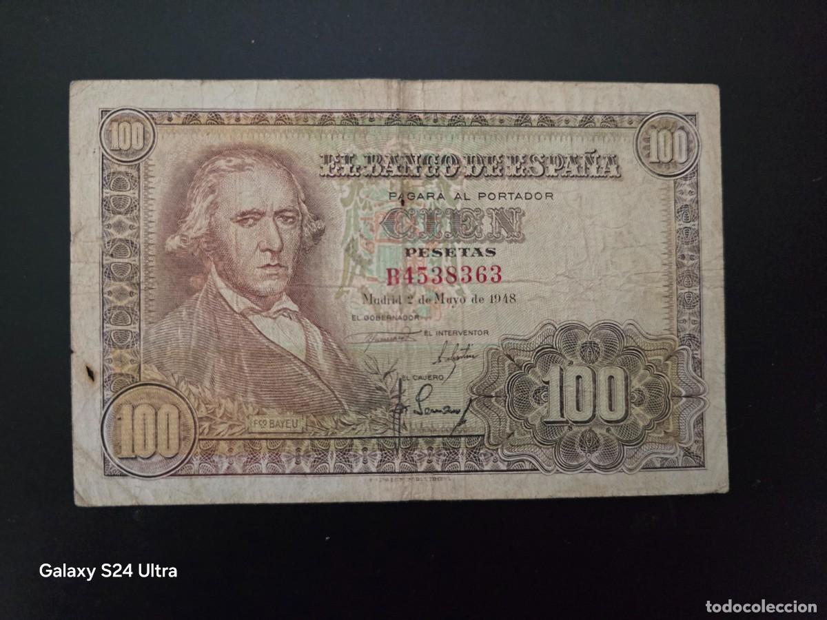 Billetes espa&ntilde;oles: 100 PESETAS DE 1948.... SERIE B..... ESCASO ......ES EL DE LAS FOTOS