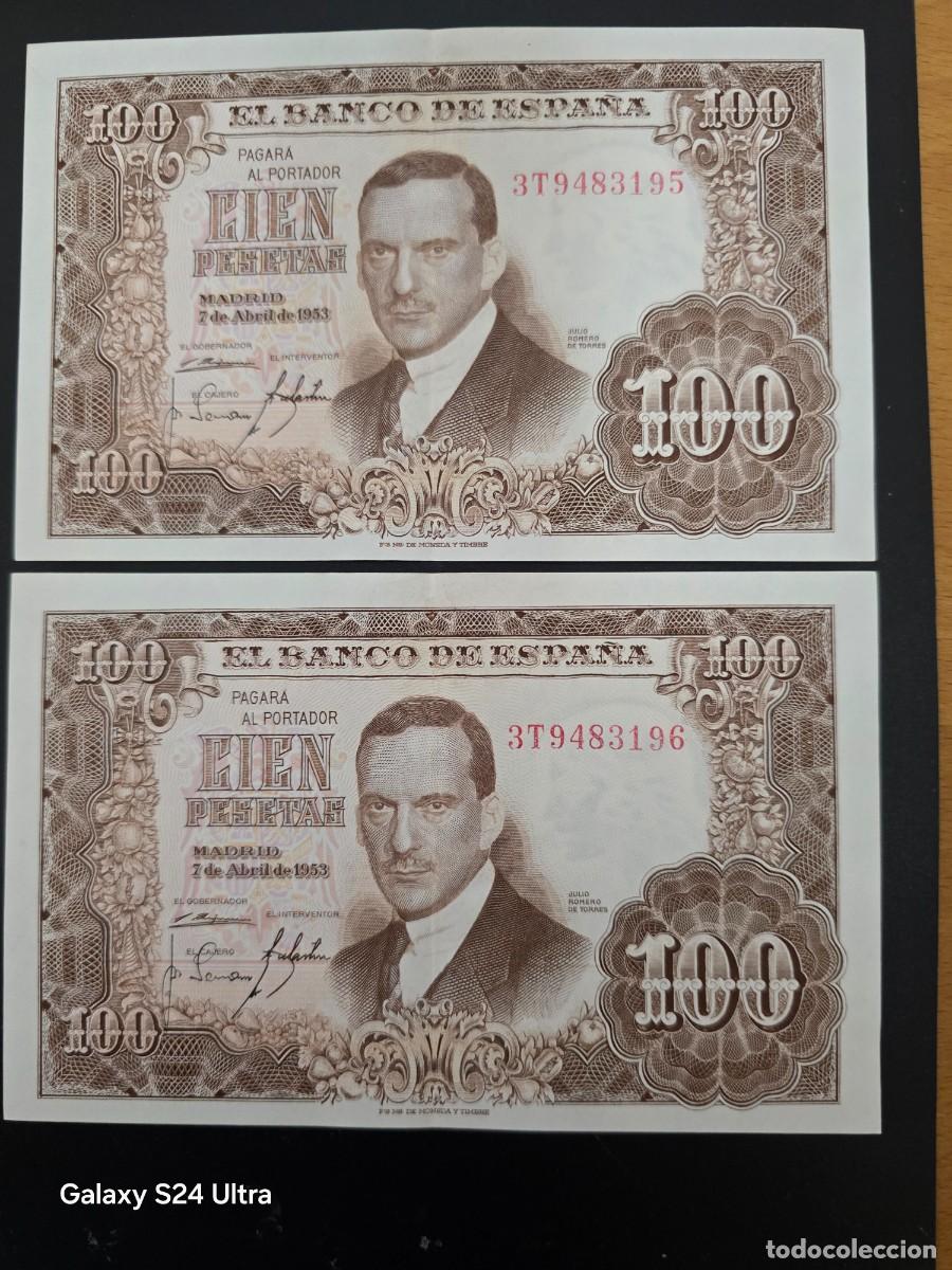 Billetes espa&ntilde;oles: PAREJA CORRELATIVA DE 100 PESETAS DE 1953.... SERIE 3T..... PRECIOSOS ......ES EL DE LAS FOTOS