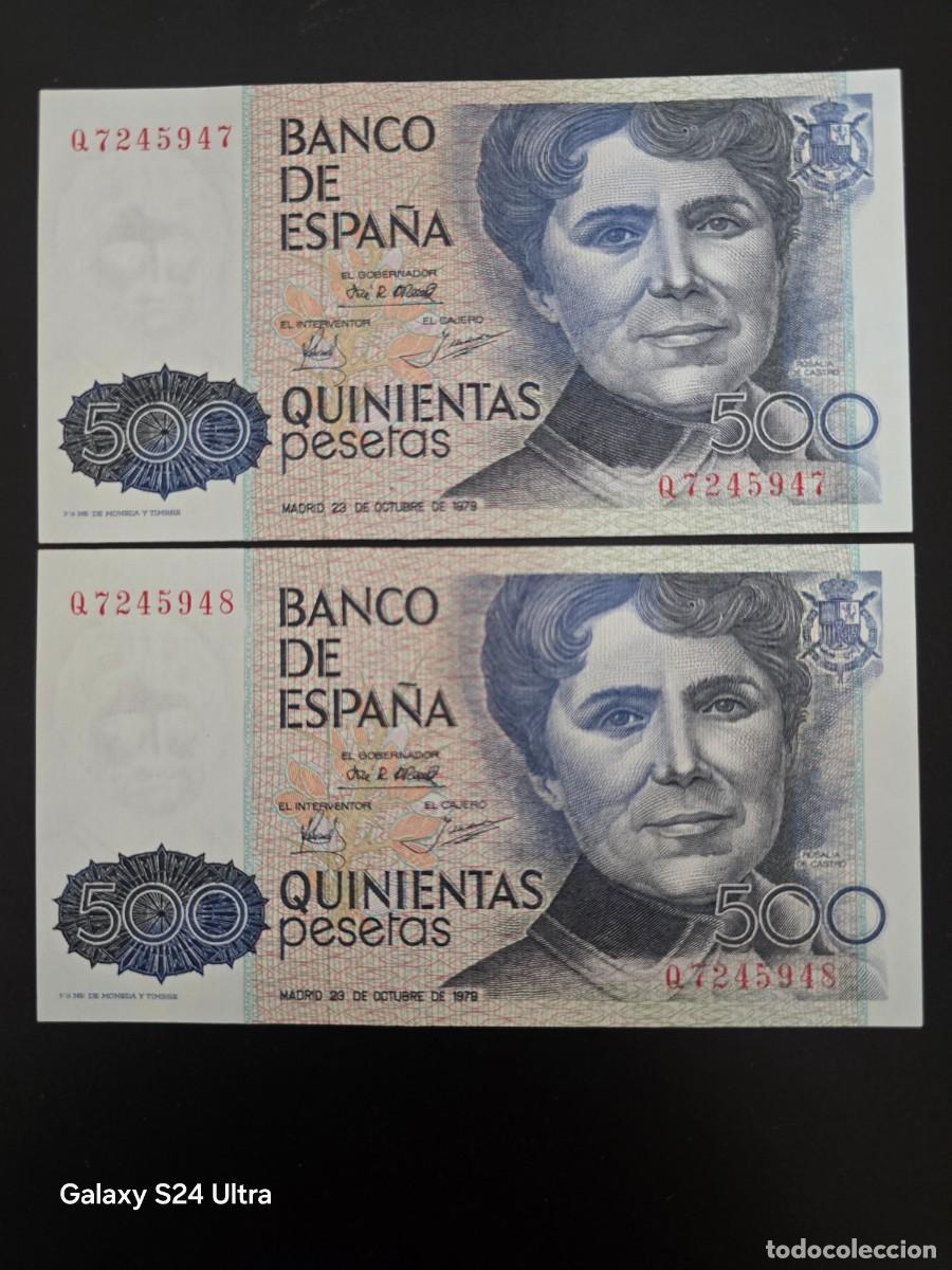 Billetes espa&ntilde;oles: PAREJA CORRELATIVA DE 500 PESETAS DE 1979.... SERIE Q.....SIN CIRCULAR-......ES EL DE LAS FOTOS