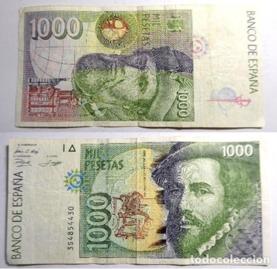 Billetes espa&ntilde;oles: Billete de 1000 Pesetas 1992 Hern&aacute;n Cortes , circulado