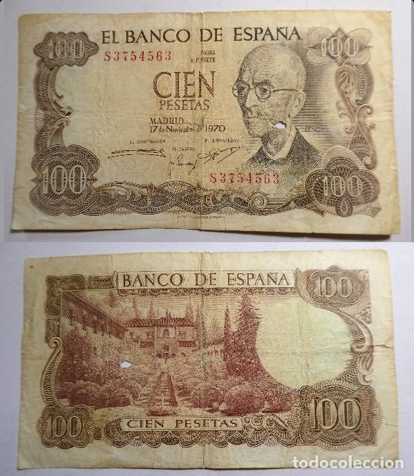 Billetes espa&ntilde;oles: Billete de 100 Pesetas 1970. Manuel de Falla , circulado