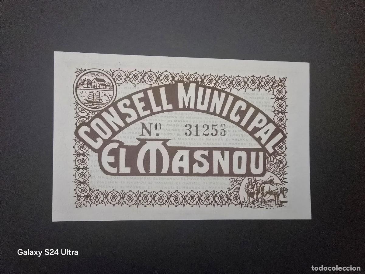 Billetes espa&ntilde;oles: 50 C&Eacute;NTIMOS DE 1937.....CONSEJO MUNICIPAL DE EL MASNOU .....SIN CIRCULAR .....ES EL DE LAS FOTOS