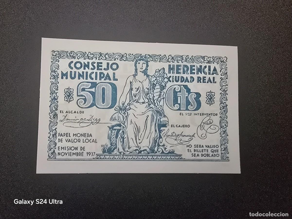 Billetes espa&ntilde;oles: 50 C&Eacute;NTIMOS DE 1937.....CONSEJO MUNICIPAL DE HERENCIA......SIN CIRCULAR ....ES EL DE LAS FOTOS