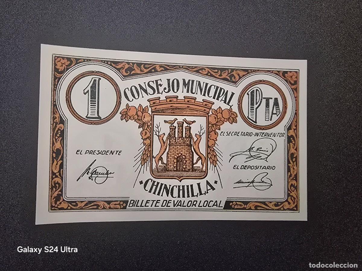 Billetes espa&ntilde;oles: 1 PESETA DE 1937.....CONSEJO MUNICIPAL DE CHINCHILLA......SIN CIRCULAR ....ES EL DE LAS FOTOS