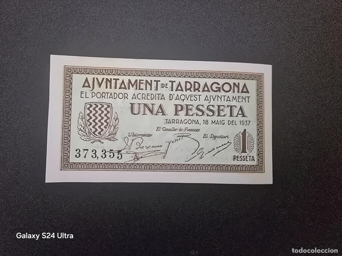 Billetes espa&ntilde;oles: 1 PESETA DE 1937......AJUNTAMENT DE TARRAGONA.....PRECIOSO.. .. ES EL DE LAS FOTOS