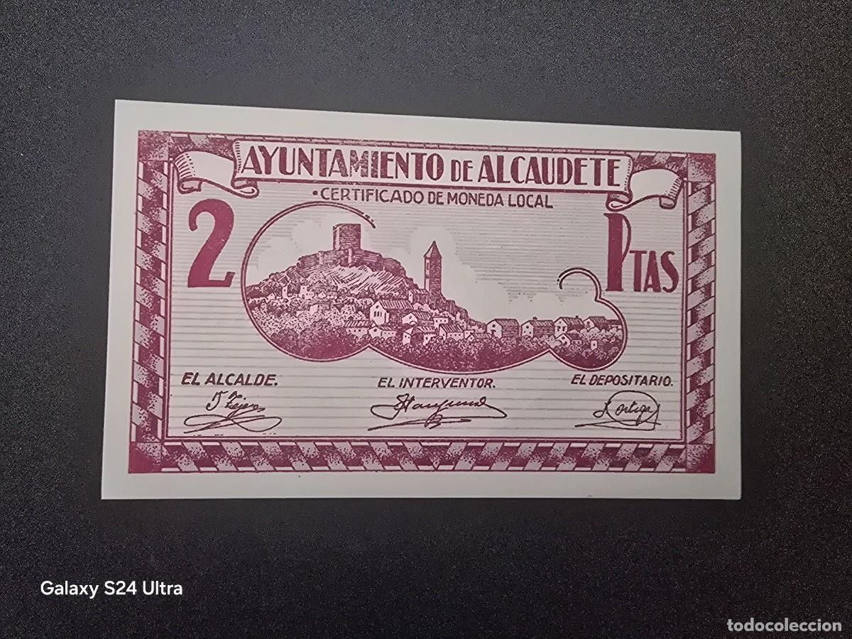 Billetes espa&ntilde;oles: 2 PESETAS DE 1937......AYUNTAMIENTO DE ALCAUDETE.....SIN CIRCULAR-.. .. ES EL DE LAS FOTOS
