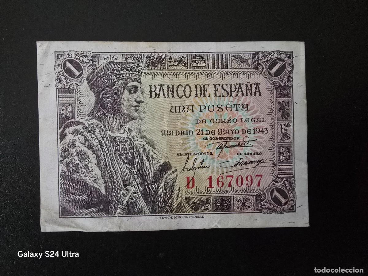 Billetes espa&ntilde;oles: 1 PESETA DE 1943.. .SERIE D....PRECIOSO.... ES EL DE LAS FOTOS