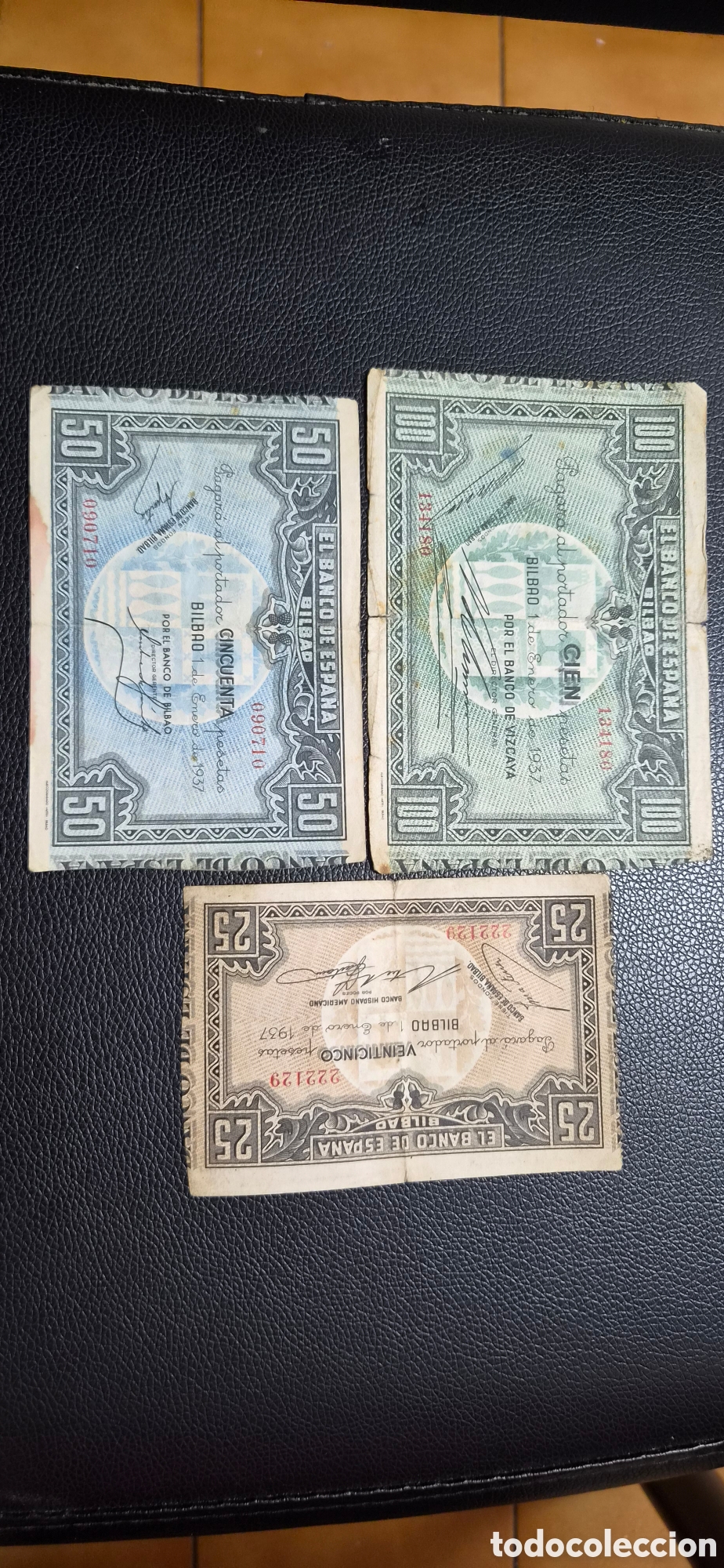 Billetes espa&ntilde;oles: Lote 100 60 y 25 pesetas 1937 Bilbao