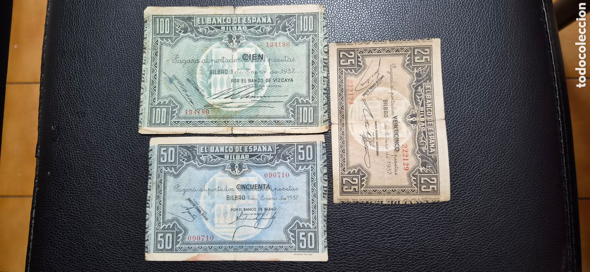 Billetes espa&ntilde;oles: Lote 100 60 y 25 pesetas 1937 Bilbao