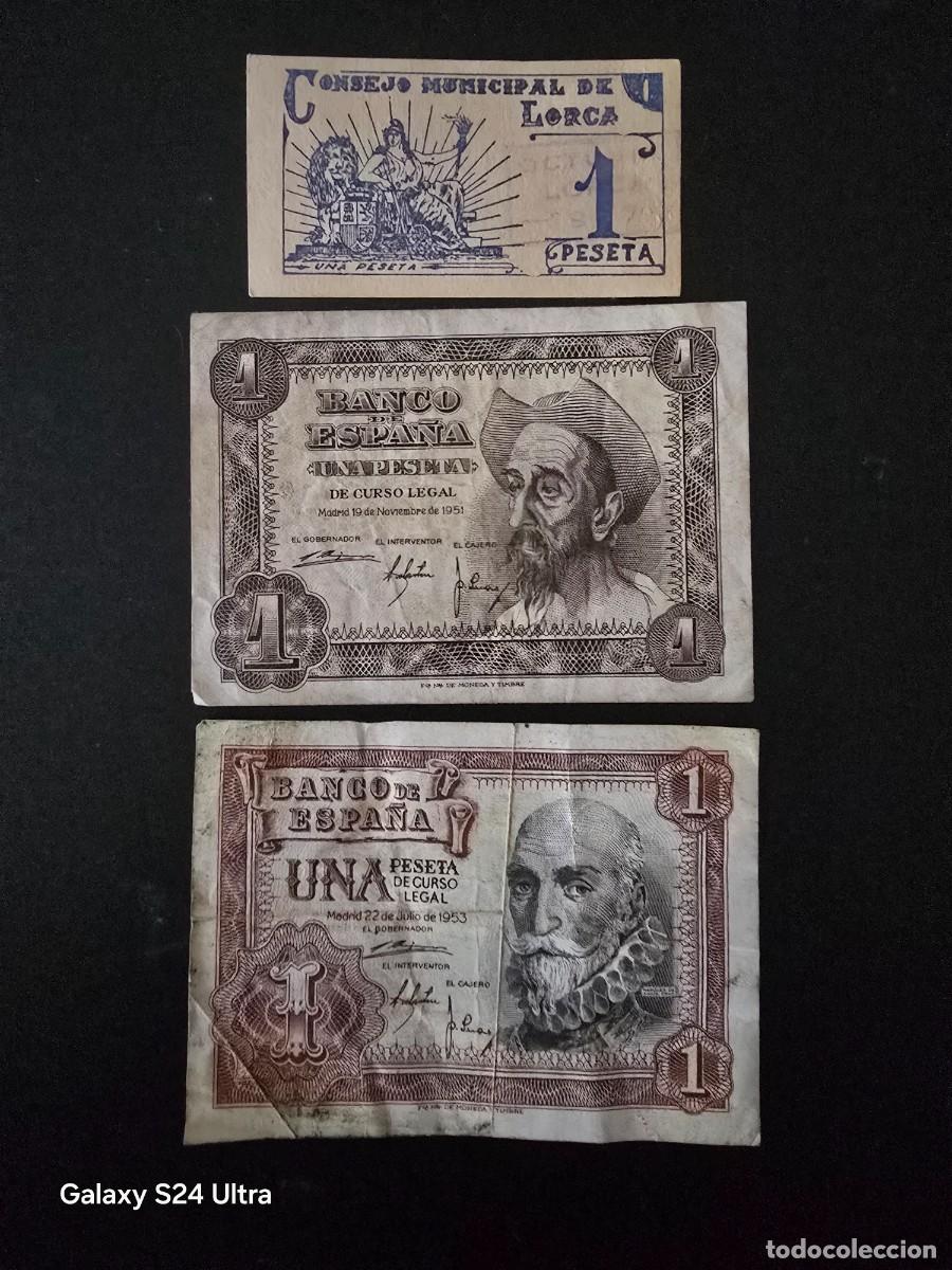 Billetes espa&ntilde;oles: LOTE DE 3 BILLETES DISTINTOS DE 1 PESETA....DISTINTAS CONSERVACIONES... EL DE LAS FOTOS