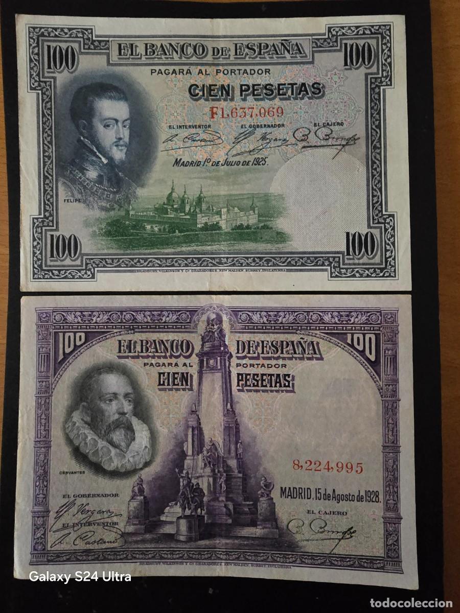Billetes espa&ntilde;oles: LOTE DE 2 BILLETES 100 PESETAS....1925 y 1928....MUY BONITOS... EL DE LAS FOTOS