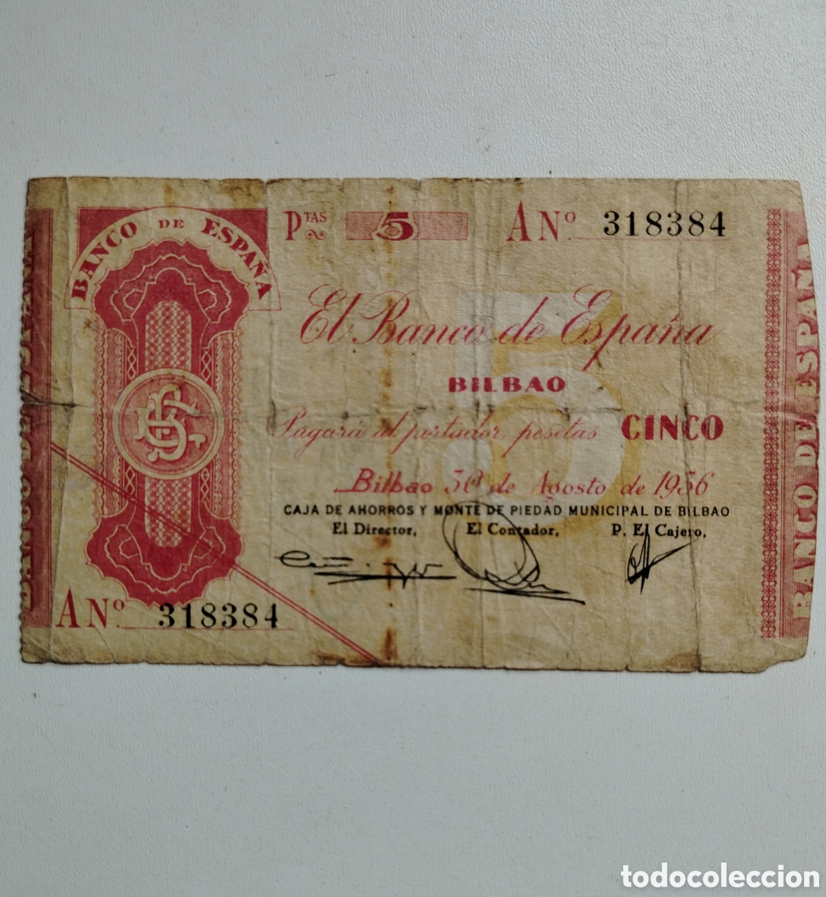 Billetes espa&ntilde;oles: Billete pagar&eacute; 5 pesetas a&ntilde;o 1936 plena guerra