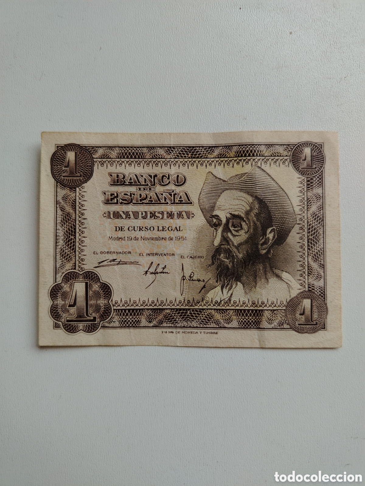 Billetes espa&ntilde;oles: Billete de 1 peseta 1951 serie B