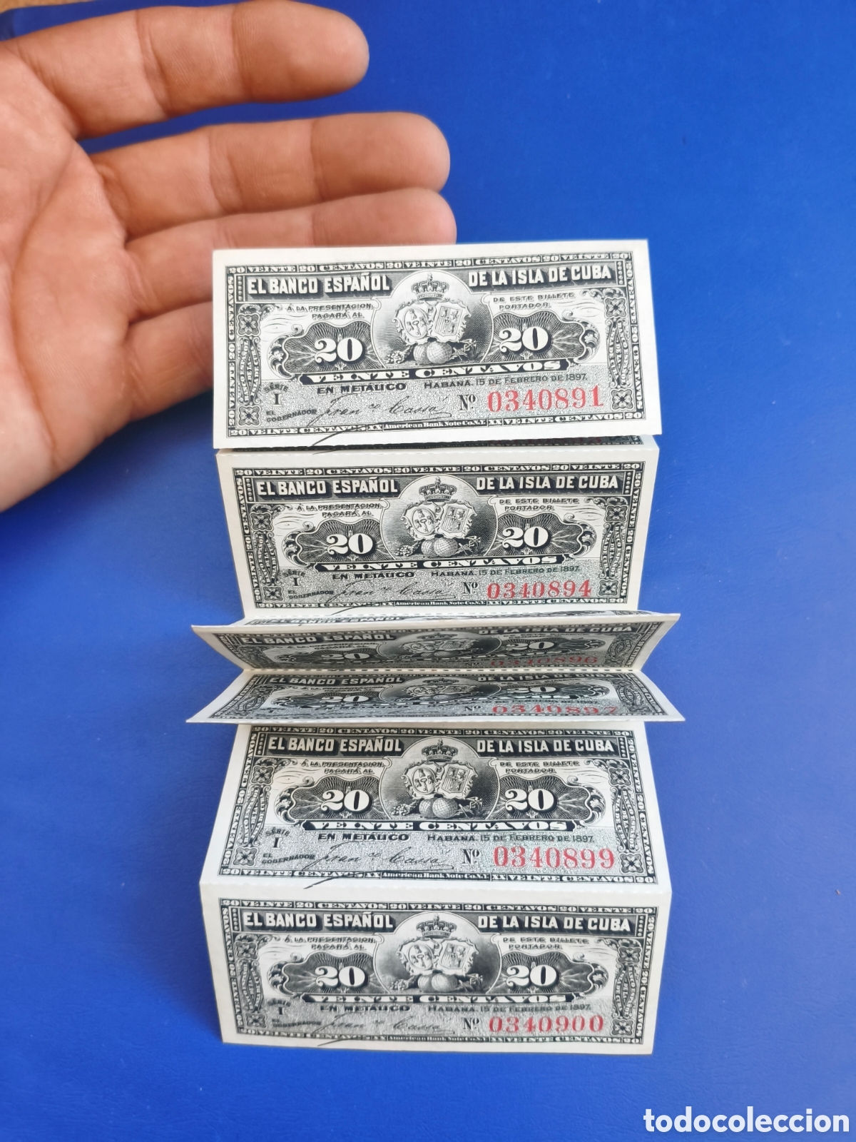 Billetes espa&ntilde;oles: Conjunto de 10 billetes del Banco Espa&ntilde;ol de Cuba