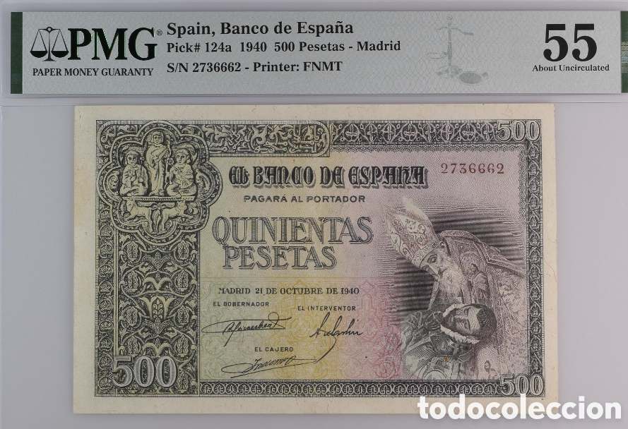 Billetes espa&ntilde;oles: Billete 500 PESETAS 21 octubre 1940 - CONDE DE ORGAZ- PMG 55