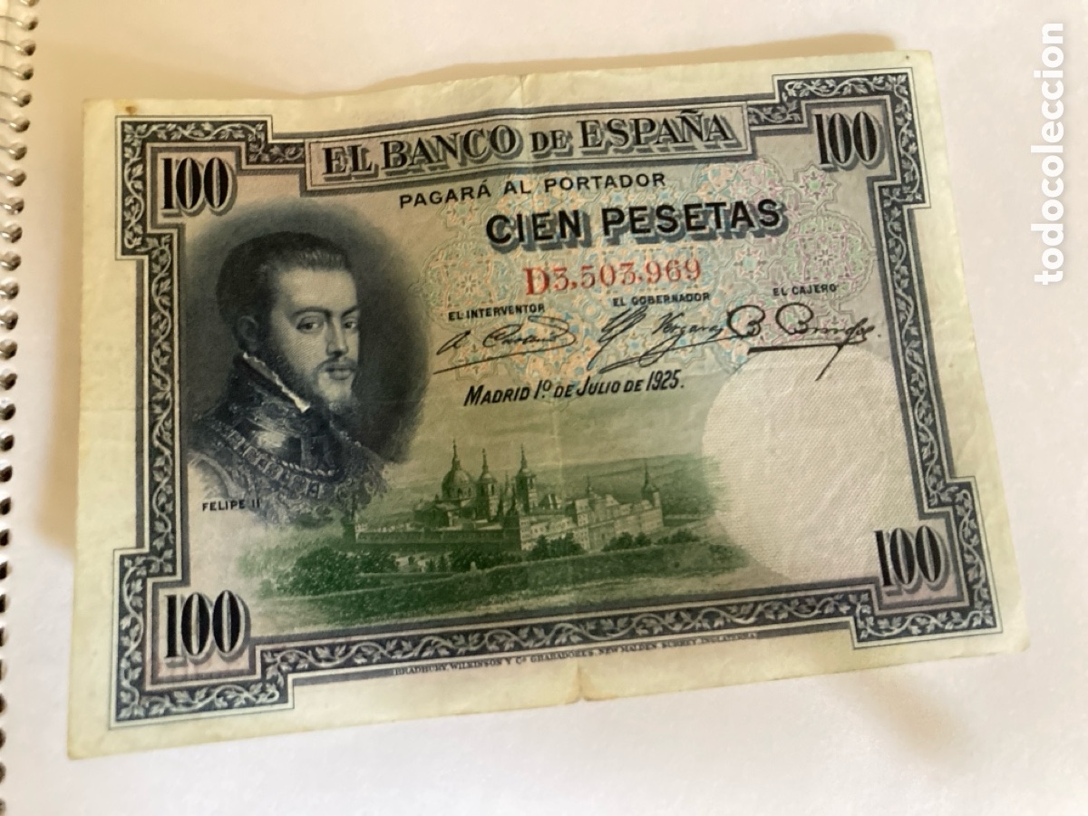 Billetes espa&ntilde;oles: billete 100 Pts a&ntilde;o 1925