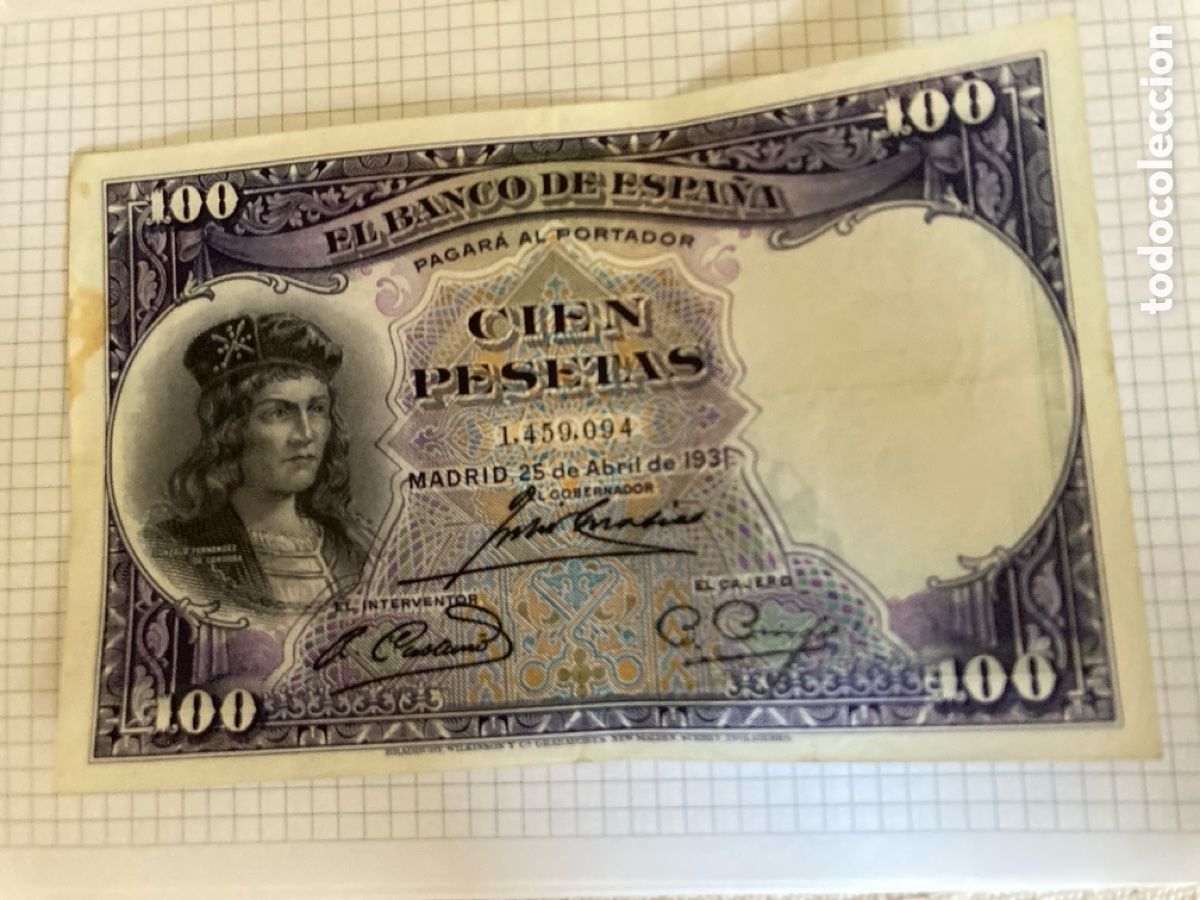 Billetes espa&ntilde;oles: billete 100 pesetas 1931