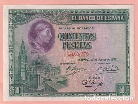 Billetes espa&ntilde;oles: Edifil: 356. 500 Ptas. de 1928. Sin circular.