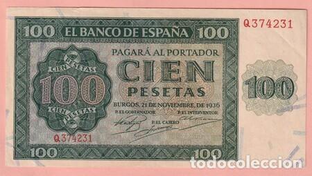 Billetes espa&ntilde;oles: Edifil: 421a. 100 Ptas. de 1936. EBC.