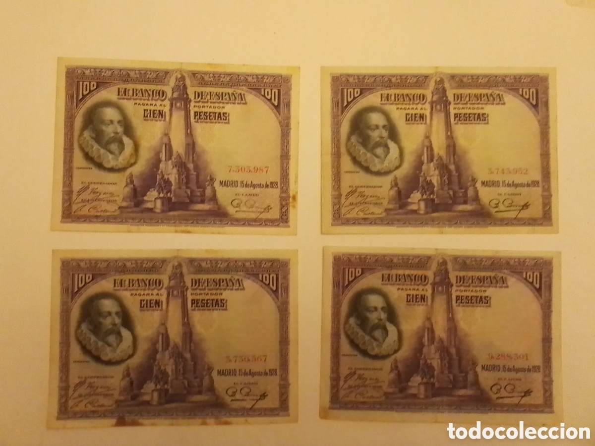 Billetes espa&ntilde;oles: 4 Billetes de 100 Ptas, A&ntilde;o 1928