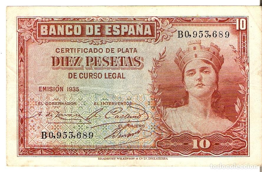 Billetes espa&ntilde;oles: 10 PESETAS CERTIFICADO DE PLATA EMISION 1935