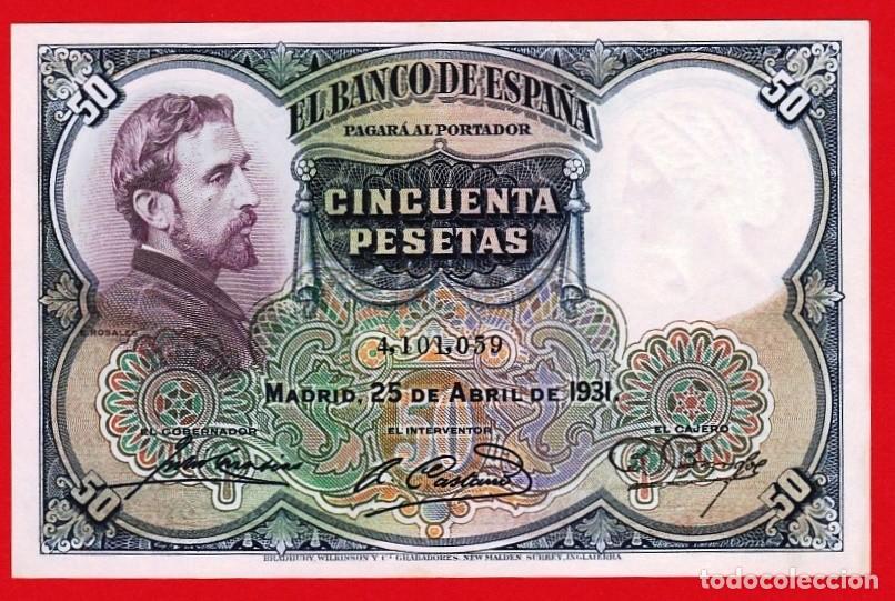 Billetes espa&ntilde;oles: 50 Pesetas, 1931 ''Rosales'' EBC+
