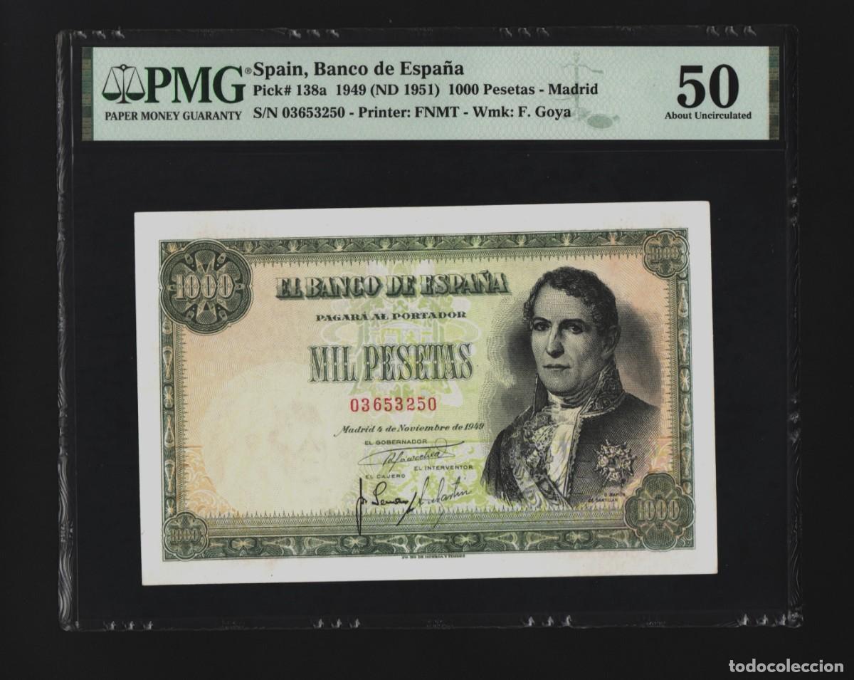 Billetes espa&ntilde;oles: ESTADO ESPA&Ntilde;OL SANTILLAN PMG 50 ESCASO|SOLO ACEPTO PAYPAL| BILLETE 1000 PESETAS 1949 LEER DESCRIPCIO