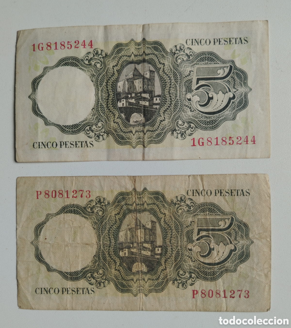Billetes espa&ntilde;oles: 2 billetes de 5 pesetas 1951 - Foto 2