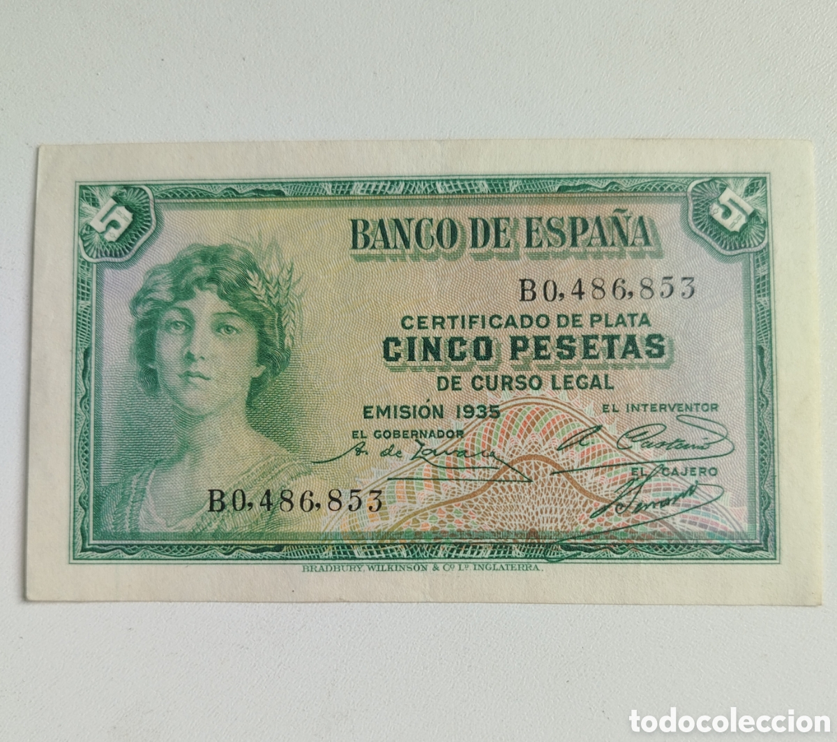 Billetes espa&ntilde;oles: Billete de 5 pesetas 1935
